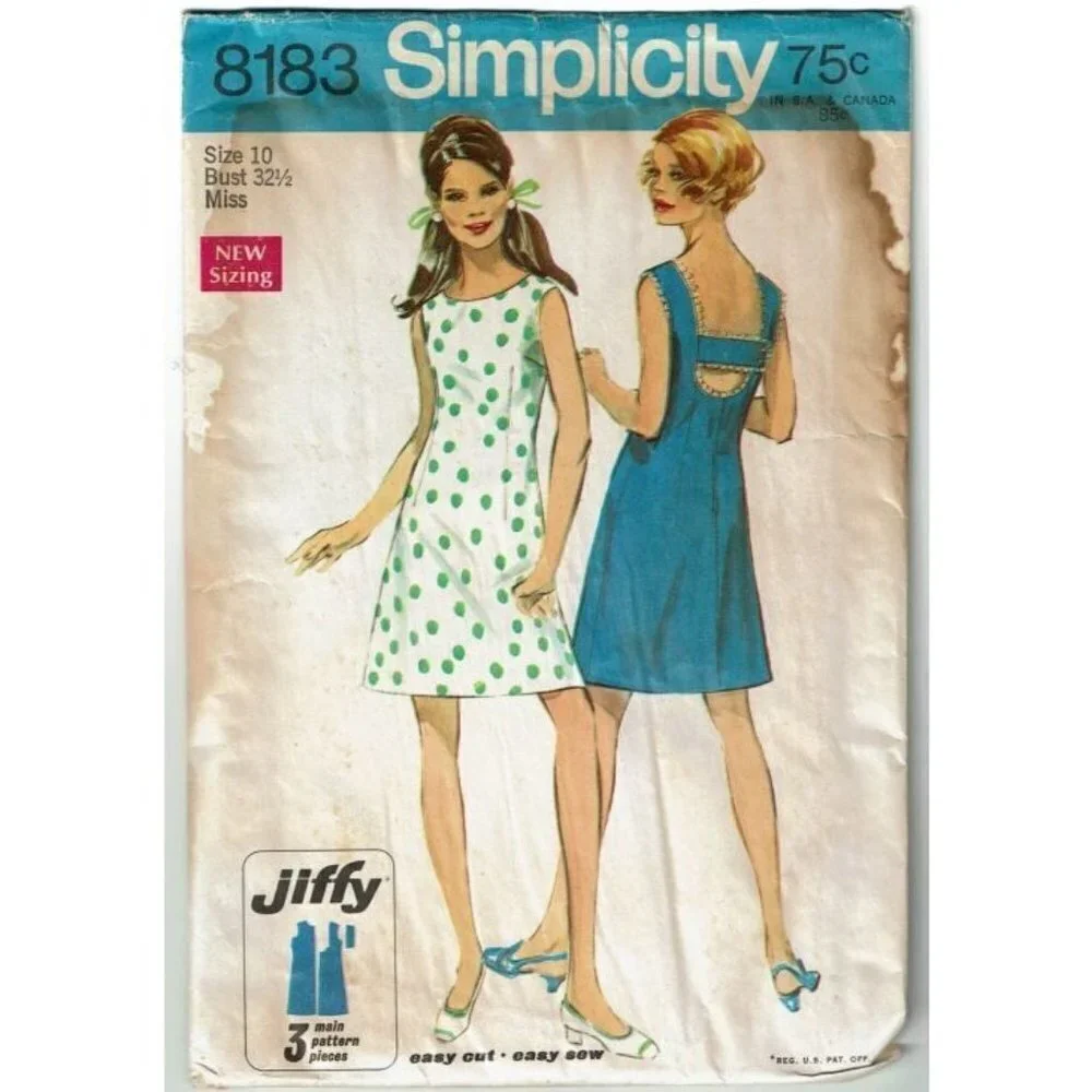 PARTIAL CUT Sewing Pattern Simplicity 8183 Jiffy Sleeveless H-Back Sundress Dres